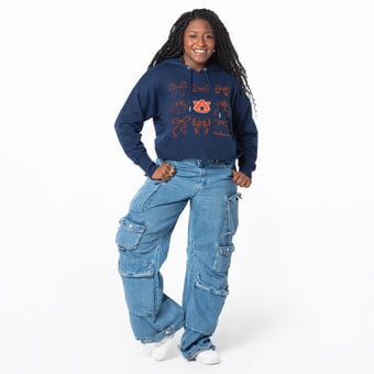 Women's ZooZatz Navy Auburn Tigers Cropped Pullover Hoodie