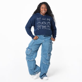 Women's ZooZatz Navy Penn State Nittany Lions Cropped Pullover Hoodie