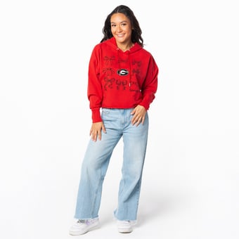 Women's ZooZatz Red Georgia Bulldogs Cropped Pullover Hoodie