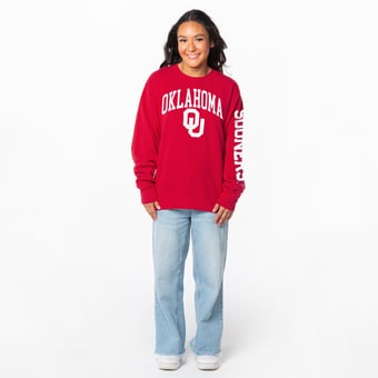Women's ZooZatz Crimson Oklahoma Sooners Lightweight Fleece Pullover Sweatshirt