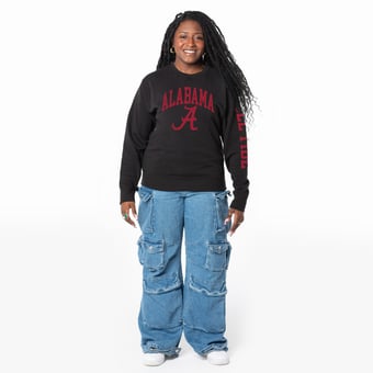 Women's ZooZatz Black Alabama Crimson Tide Lightweight Fleece Pullover Sweatshirt