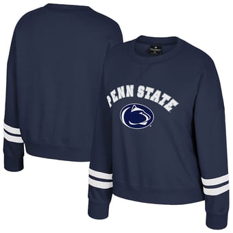 Women's Colosseum Navy Penn State Nittany Lions Splashy Crewneck Fleece Sweatshirt