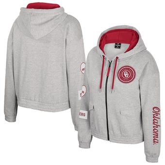 Women's Colosseum Gray Oklahoma Sooners Alfie Full-Zip Hoodie Jacket