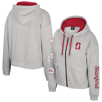 Women's Colosseum Gray Stanford Cardinal Alfie Full-Zip Hoodie Jacket