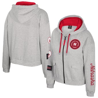 Women's Colosseum Gray Nebraska Huskers Alfie Full-Zip Hoodie Jacket