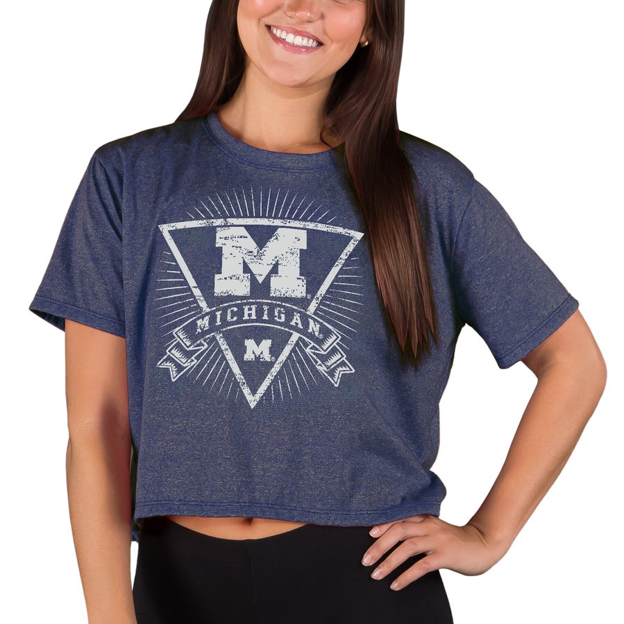 Women's Concepts Sport Navy Michigan Wolverines Quest Knit Crop Top
