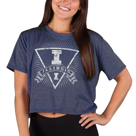 Women's Concepts Sport Navy Illinois Fighting Illini Quest Knit Crop Top