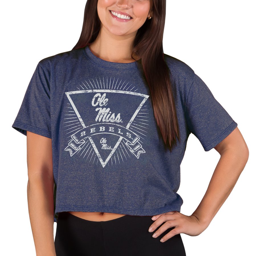 Women's Concepts Sport Navy Ole Miss Rebels Quest Knit Crop Top