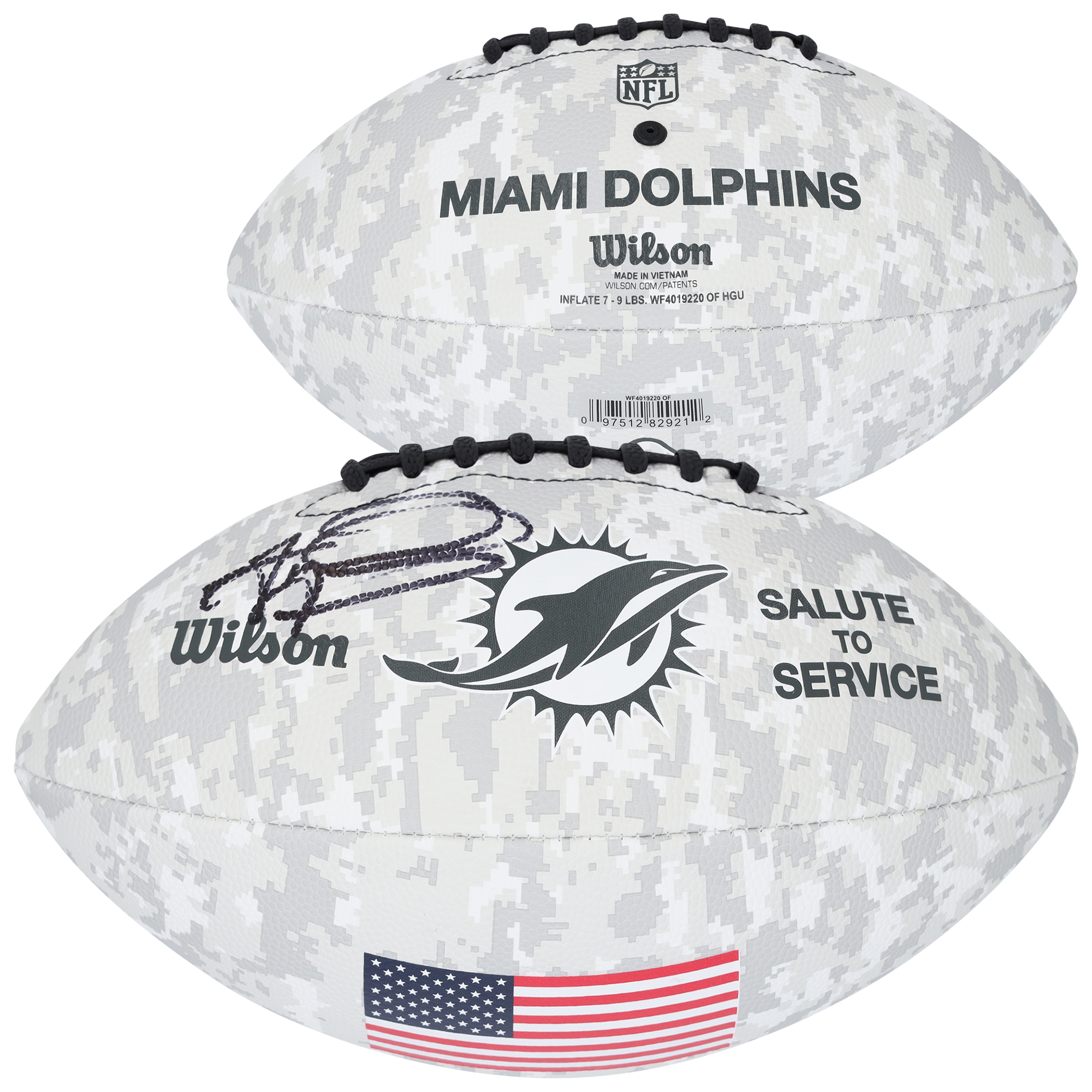 Tua Tagovailoa Miami Dolphins Autographed Wilson 2024 Salute To Service Football