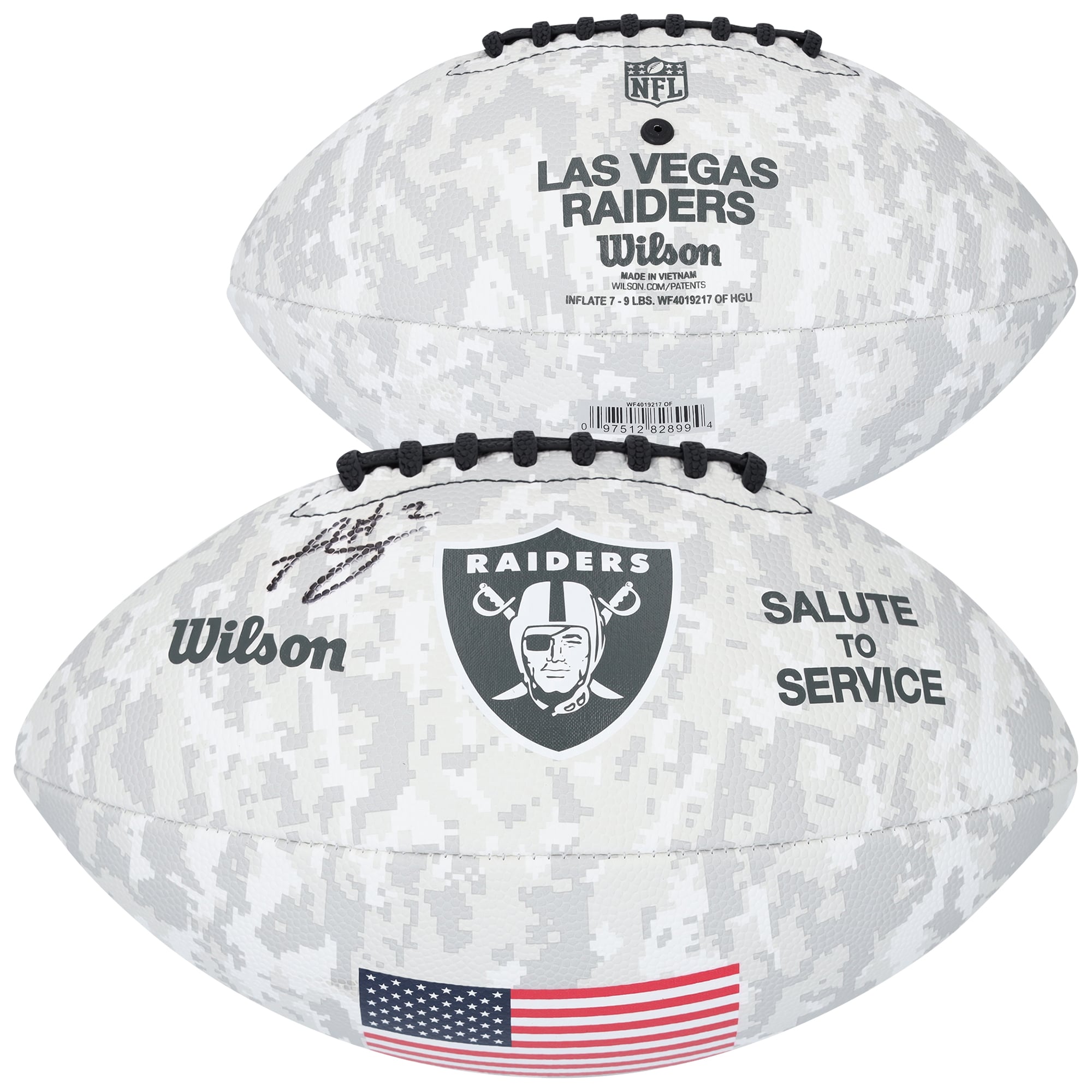 Ashton Jeanty Las Vegas Raiders Autographed Wilson 2024 Salute To Service Football