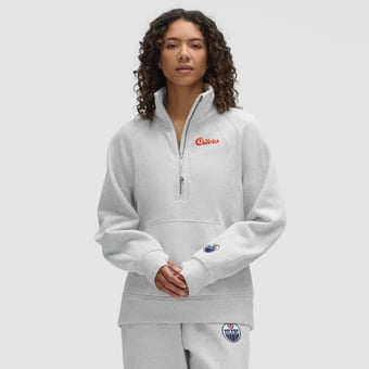 Women's lululemon  Heathered Core Ultra Light Grey Edmonton Oilers Long Scuba Oversized Half-Zip Funnel Neck