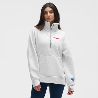 Women's lululemon  Heathered Core Ultra Light Grey New York Rangers Long Scuba Oversized Half-Zip Funnel Neck