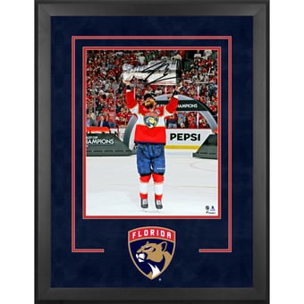 Sam Bennett Florida Panthers Autographed 2025 Stanley Cup Champions Deluxe Framed 16" x 20" Raising Cup Photograph