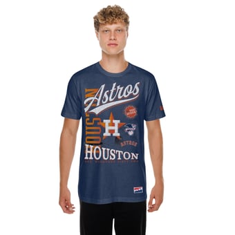 Men's New Era Navy Houston Astros  Oversized Throwback Distressed T-Shirt