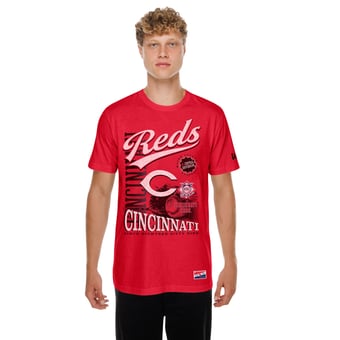 Men's New Era Red Cincinnati Reds  Oversized Throwback Distressed T-Shirt