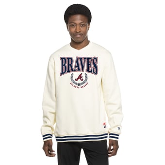 Men's New Era White Atlanta Braves Throwback Sweatshirt