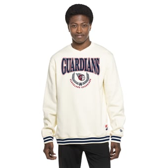 Men's New Era White Cleveland Guardians Throwback Sweatshirt