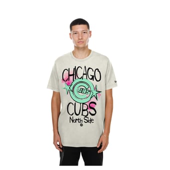Men's New Era  Cream Chicago Cubs Lifestyle Punk Core T-Shirt