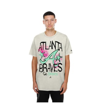 Men's New Era  Cream Atlanta Braves Lifestyle Punk Core T-Shirt