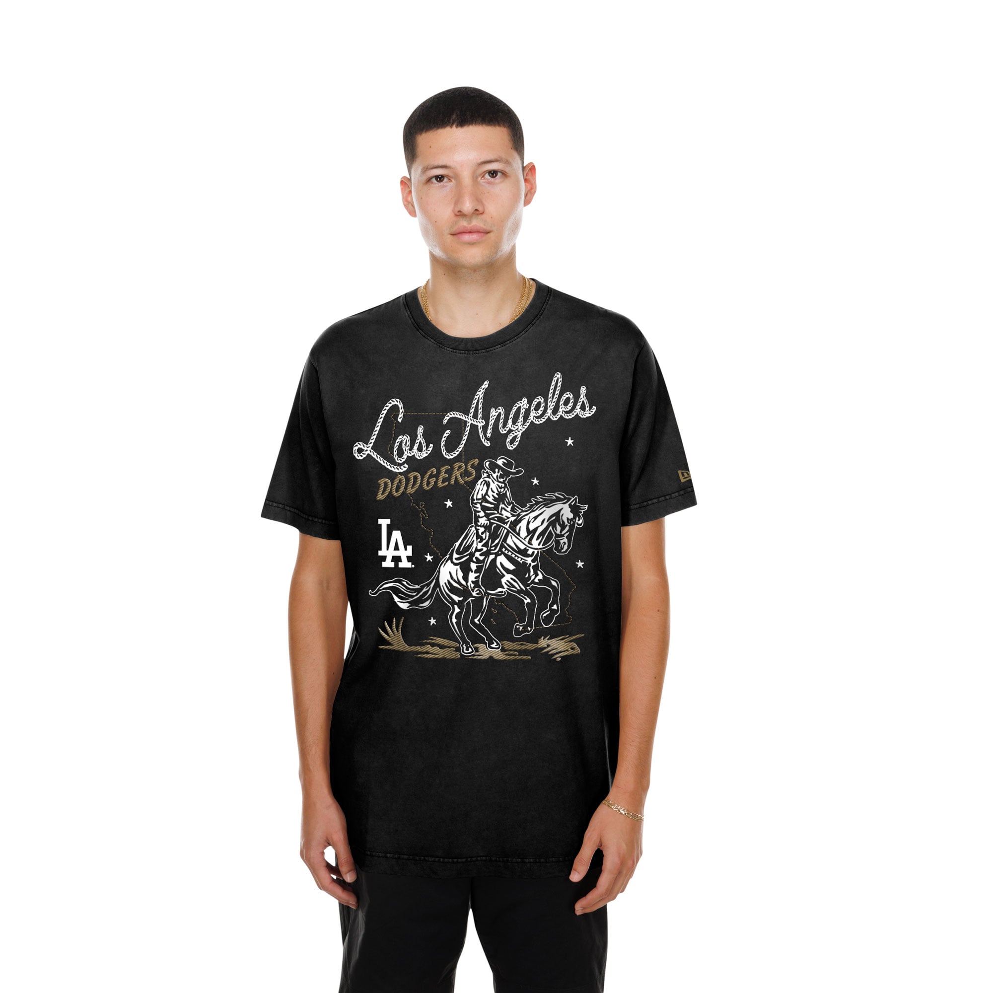 Men's New Era  Black Los Angeles Dodgers Injection Lifestyle Urban Ranchwear T-Shirt