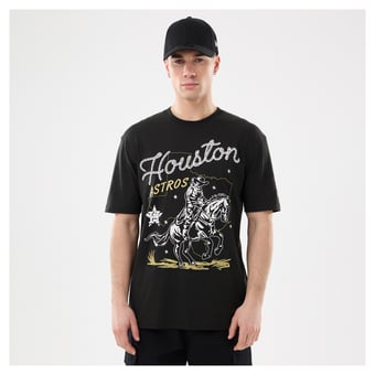 Men's New Era  Black Houston Astros Injection Lifestyle Urban Ranchwear T-Shirt