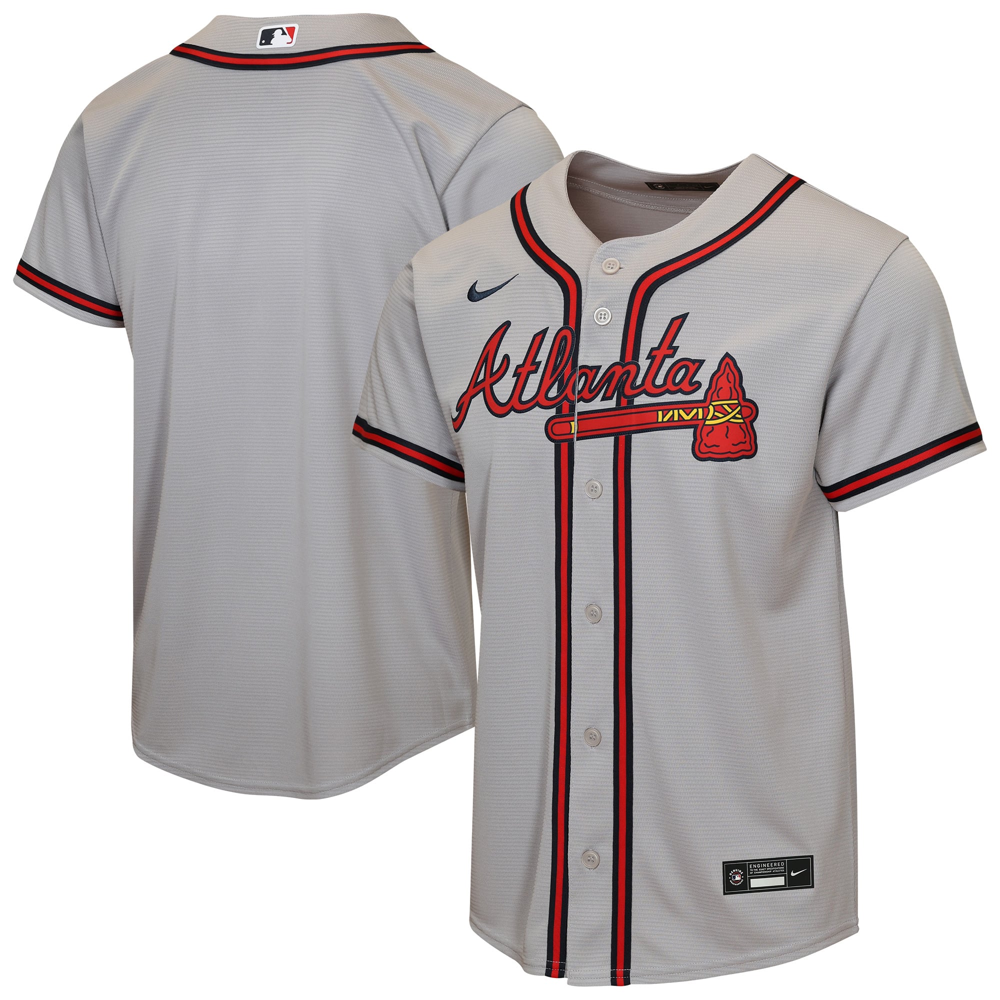 Youth Nike  Gray Atlanta Braves Road Replica Jersey