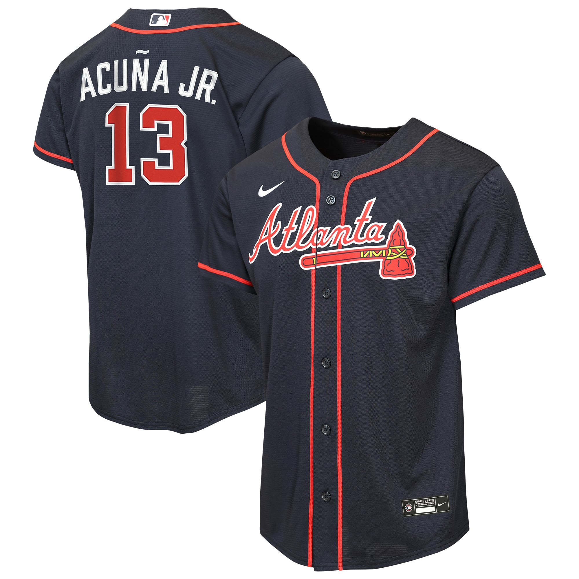 Youth Nike Ronald Acuña Jr. Navy Atlanta Braves Alternate Replica Jersey