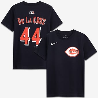 Youth Nike Elly De La Cruz Black Cincinnati Reds Name & Number T-Shirt