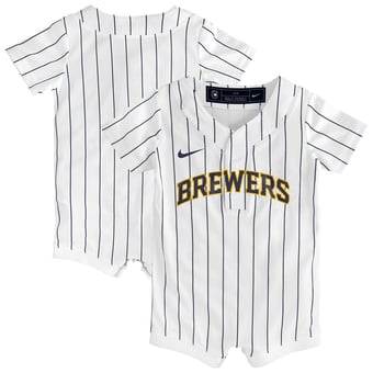 Newborn & Infant Nike White Milwaukee Brewers Alternate Replica Romper Jersey