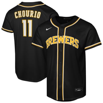 Youth Nike Jackson Chourio Black Milwaukee Brewers Fashion Replica Player Jersey