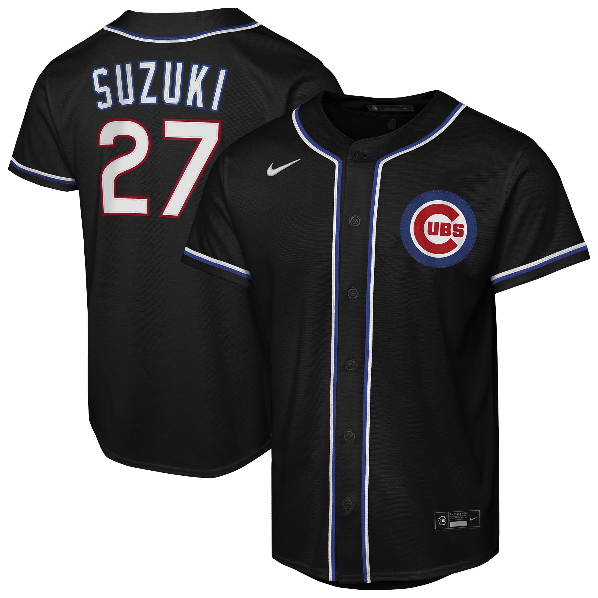 Youth Nike Seiya Suzuki Black Chicago Cubs Fashion Replica Player Jersey