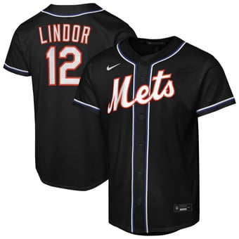 Youth Nike Francisco Lindor Black New York Mets Fashion Replica Player Jersey