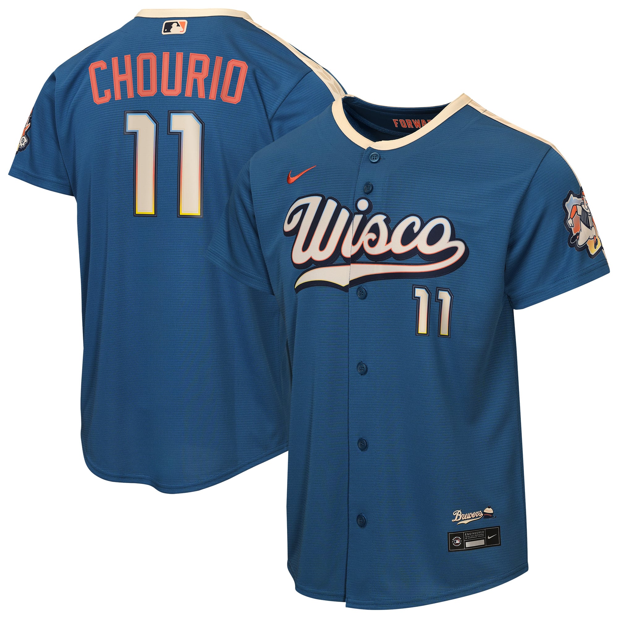 Youth Nike Jackson Chourio Mineral Blue Milwaukee Brewers 2026 City Connect Stadium Jersey