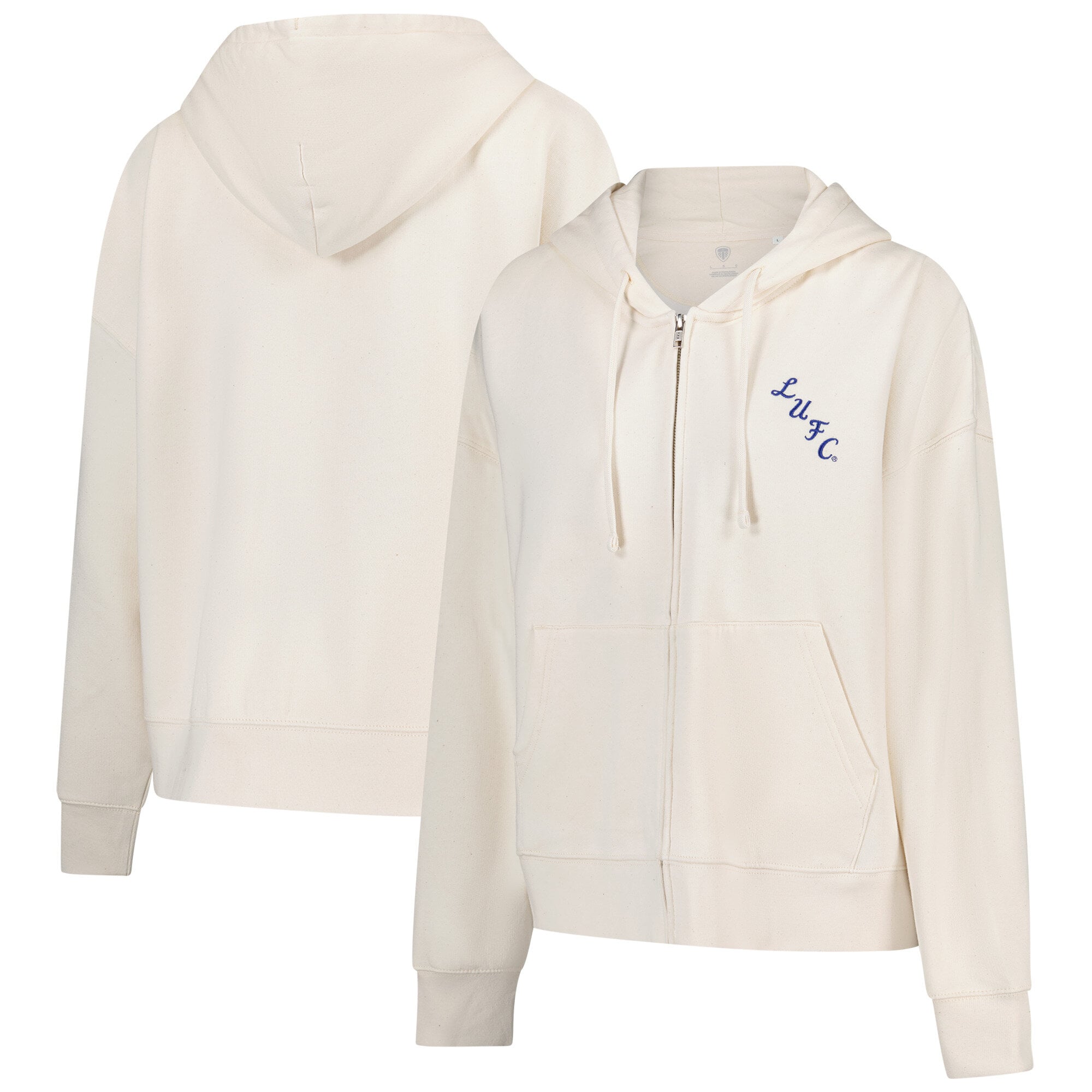 Leeds United Mono Logo Graphic Elevated Full Zip Hoodie - Natural - Womens