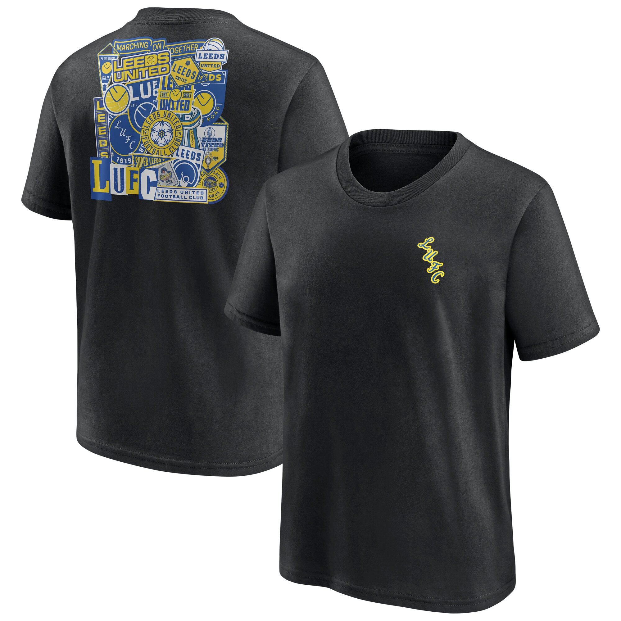 Leeds United Sticker Graphic T-Shirt - Black - Kids