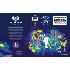 Coffret de pin 's édition limitée Paris Saint-Germain UCL Champions 2025, vue 1