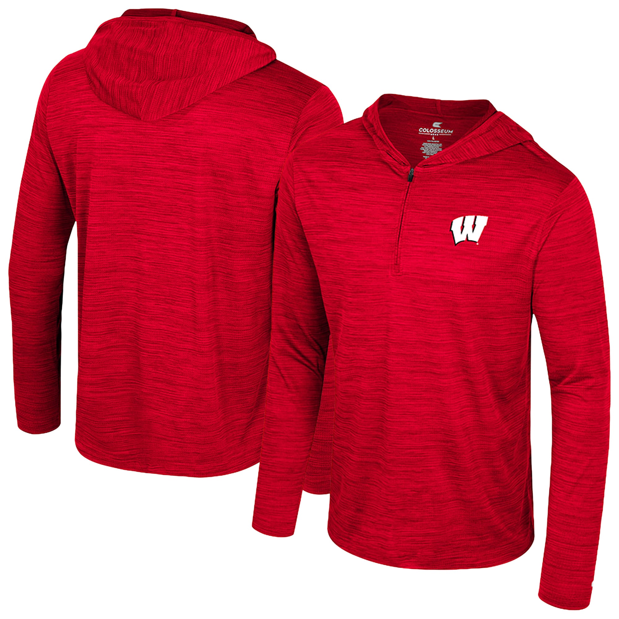 Men's Colosseum Red Wisconsin Badgers Always Sunny Lightweight Quarter-Zip Hoodie