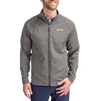Men's Cutter & Buck Gray Northern Arizona Lumberjacks Primary Logo Adapt Eco Knit Raglan Full-Zip Jacket