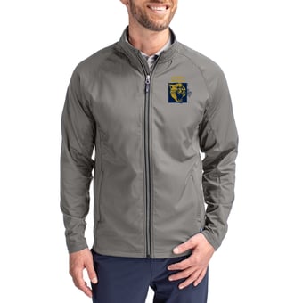 Men's Cutter & Buck Gray FIU Panthers Vault Logo Adapt Eco Knit Raglan Full-Zip Jacket