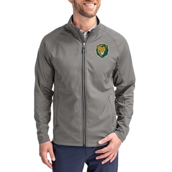 Men's Cutter & Buck Gray Southeastern Louisiana Lions Primary Logo Adapt Eco Knit Raglan Full-Zip Jacket