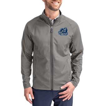 Men's Cutter & Buck Gray Old Dominion Monarchs Primary Logo Adapt Eco Knit Raglan Full-Zip Jacket