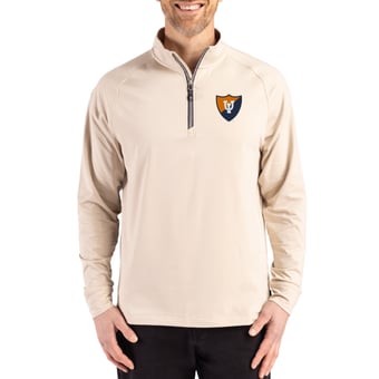 Men's Cutter & Buck Illinois Fighting Illini Vault Logo Adapt Eco Knit Stretch Raglan Quarter-Zip Pullover