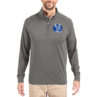 Men's Cutter & Buck Gray Air Force Falcons Vault Logo Adapt Eco Knit Stretch Raglan Quarter-Zip Pullover