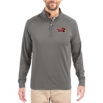 Men's Cutter & Buck Gray Illinois State Redbirds Primary Logo Adapt Eco Knit Stretch Raglan Quarter-Zip Pullover