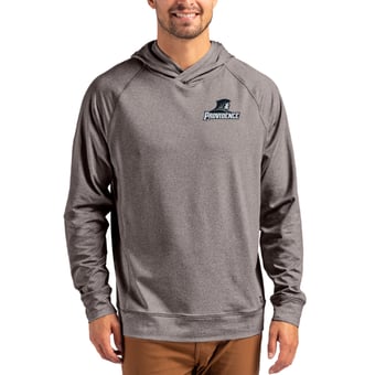 Men's Cutter & Buck Heather Charcoal Providence Friars Primary Logo Adapt Knit Raglan Pullover Hoodie