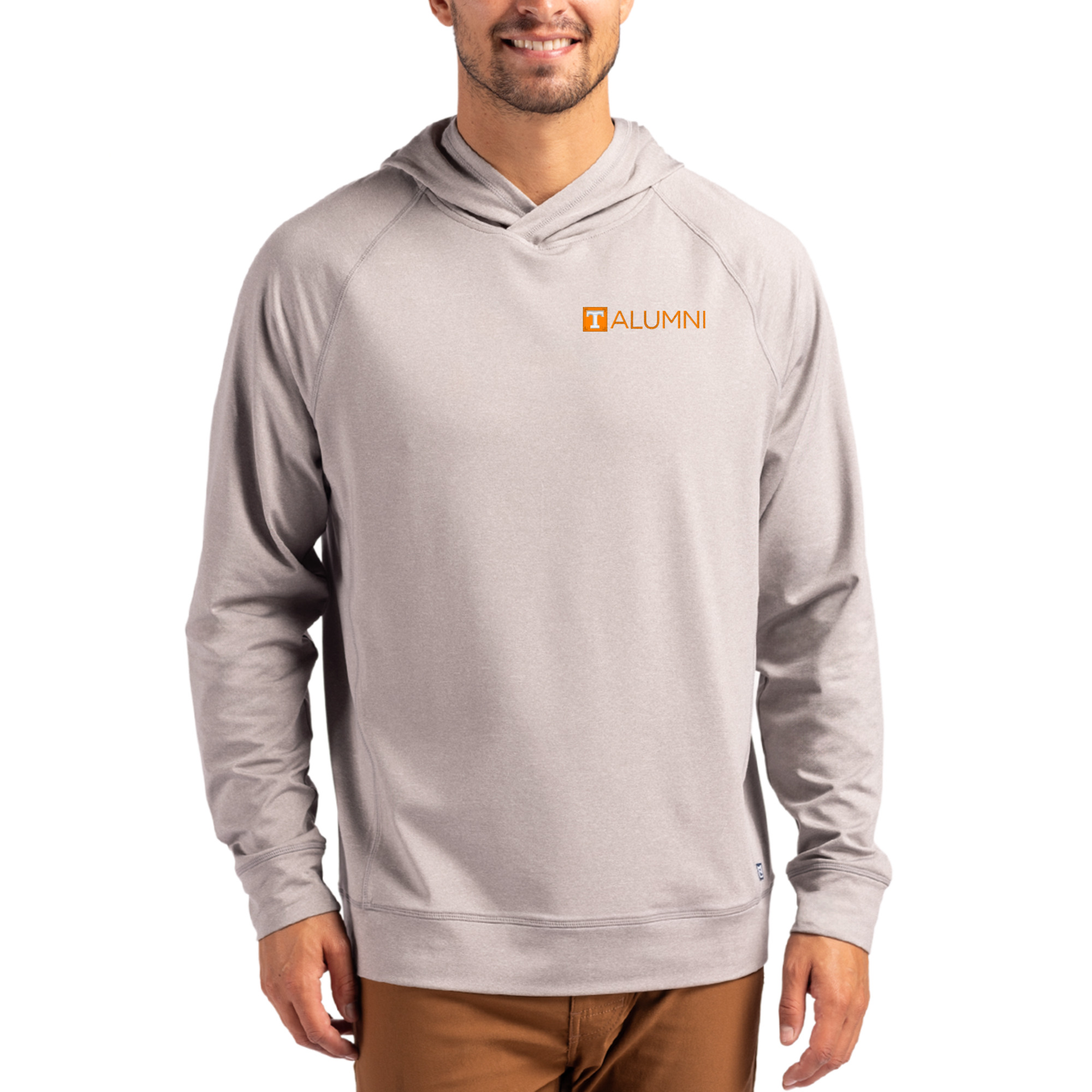 Men’s Cutter & Buck Heather Gray Tennessee Volunteers Alumni Logo Adapt Knit Raglan Pullover Hoodie Men’s Cutter & Buck Heather Gray Tennessee Volunteers Alumni Logo Adapt Knit Raglan Pullover Hoodie