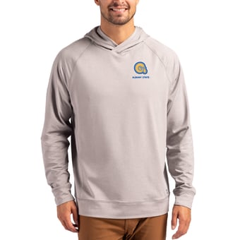 Men's Cutter & Buck Heather Gray Albany State Golden Rams Primary Logo Adapt Knit Raglan Pullover Hoodie