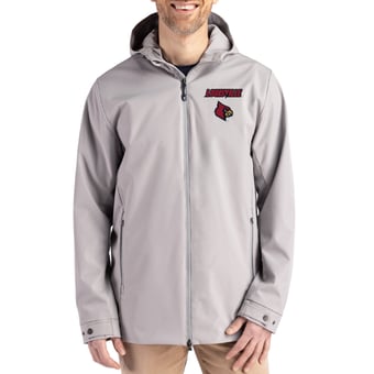 Men's Cutter & Buck  Gray Louisville Cardinals Primary Logo Camano Everyday Stretch Water-Resistant Full-Zip Jacket