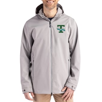 Men's Cutter & Buck  Gray Tulane Green Wave Vault Logo Camano Everyday Stretch Water-Resistant Full-Zip Jacket