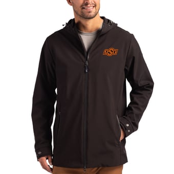 Men's Cutter & Buck  Black Oklahoma State Cowboys Primary Logo Camano Everyday Stretch Water-Resistant Full-Zip Jacket
